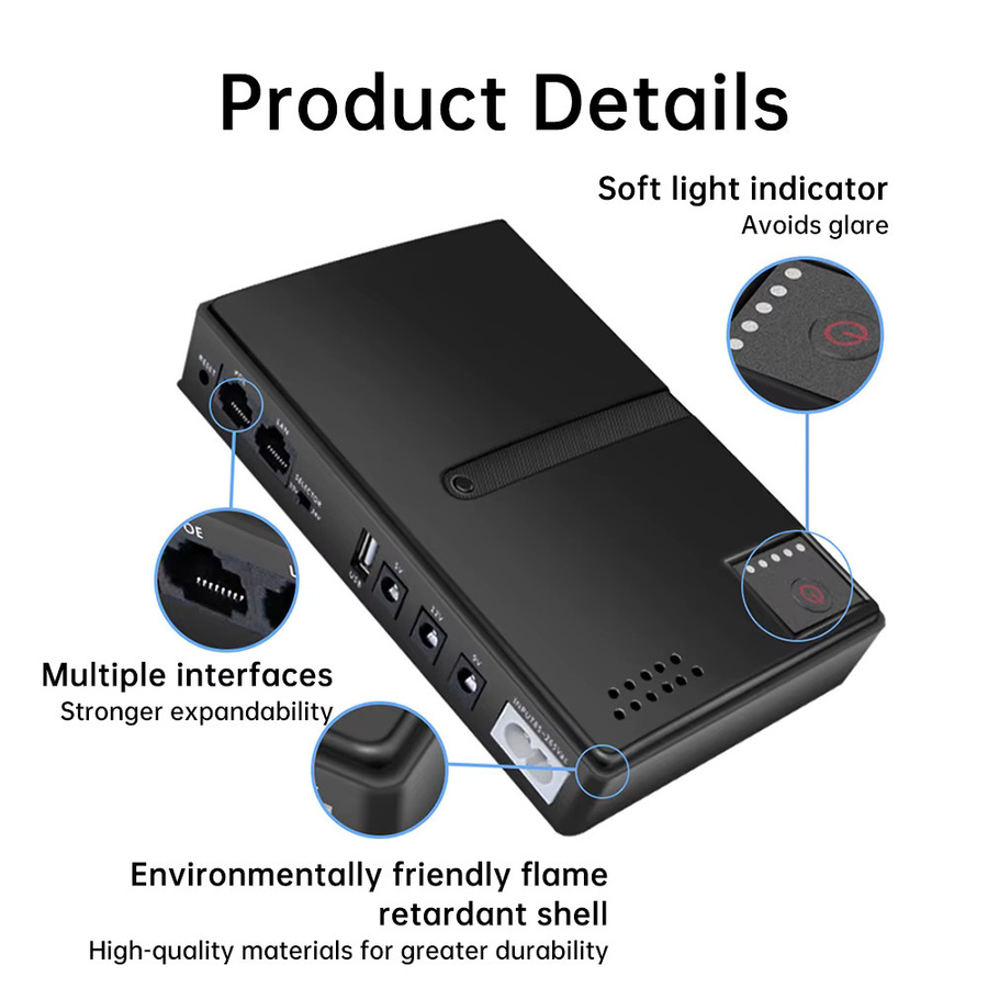 occkic DC USV Batterie-Backup ohne Batterie, Schwarz, 5V/9V/12V 2A 15V/24V, für Router, Modem und Monitor - Bild 5