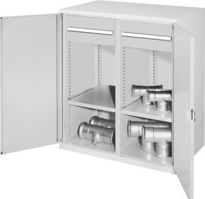 Kappes Schwerlastbeistellschrank Mod. 76 in Grau mit Doppelwandtüren, Regalböden, Schubladen und Schloss - Bild 1