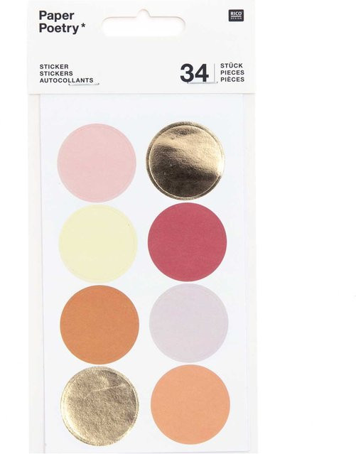 Rico Design Paper Poetry Sticker mit Punkten und Streifen in Orange, 4 Blatt - Bild 1