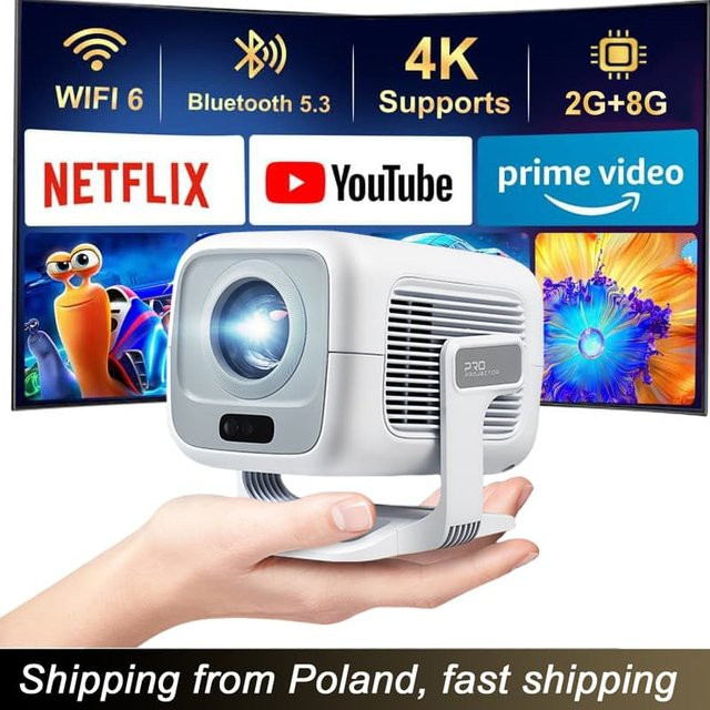DITONG X3Plus HD-Projektor in Weiß mit 1080P Full HD, 4K Unterstützung, WIFI6, Bluetooth 5.4 und Android sowie Autofokus und Auto-Keystone für dein Heimkino - Bild 1