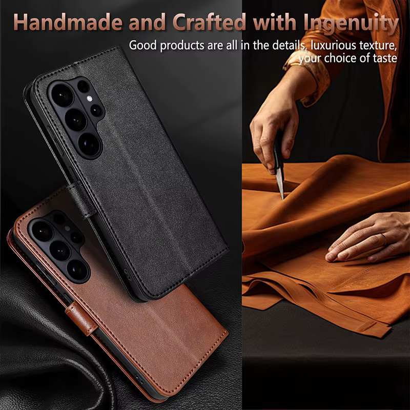 EUCAGR Luxus Business Wallet Magnetische TPU Ledertasche für Samsung Galaxy S26 Ultra S25 S24 S23 S22 S21 FE in Braun - Bild 5