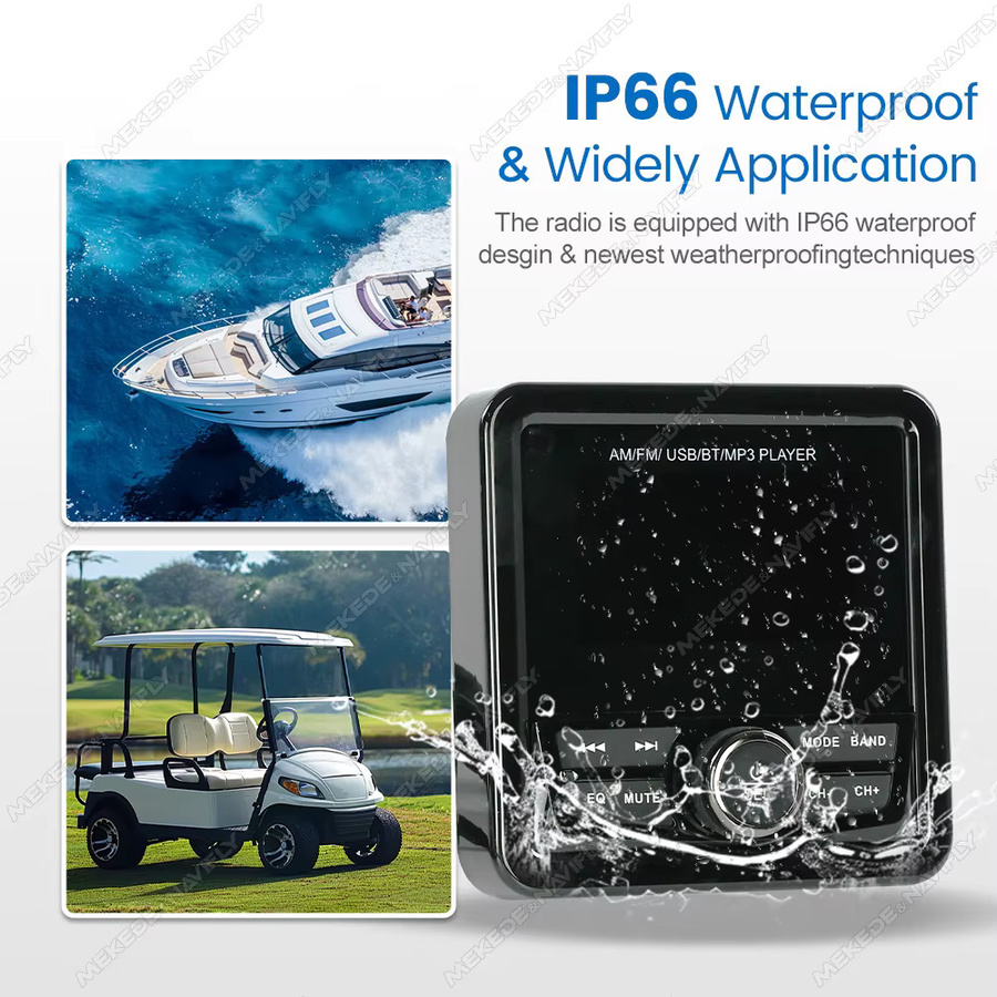 STRONGNAVI Marine Stereo Media Player mit 4,1 Zoll Display, Wasserdicht, FM/AM Radio, Bluetooth 2.0, Schwarz - Bild 2