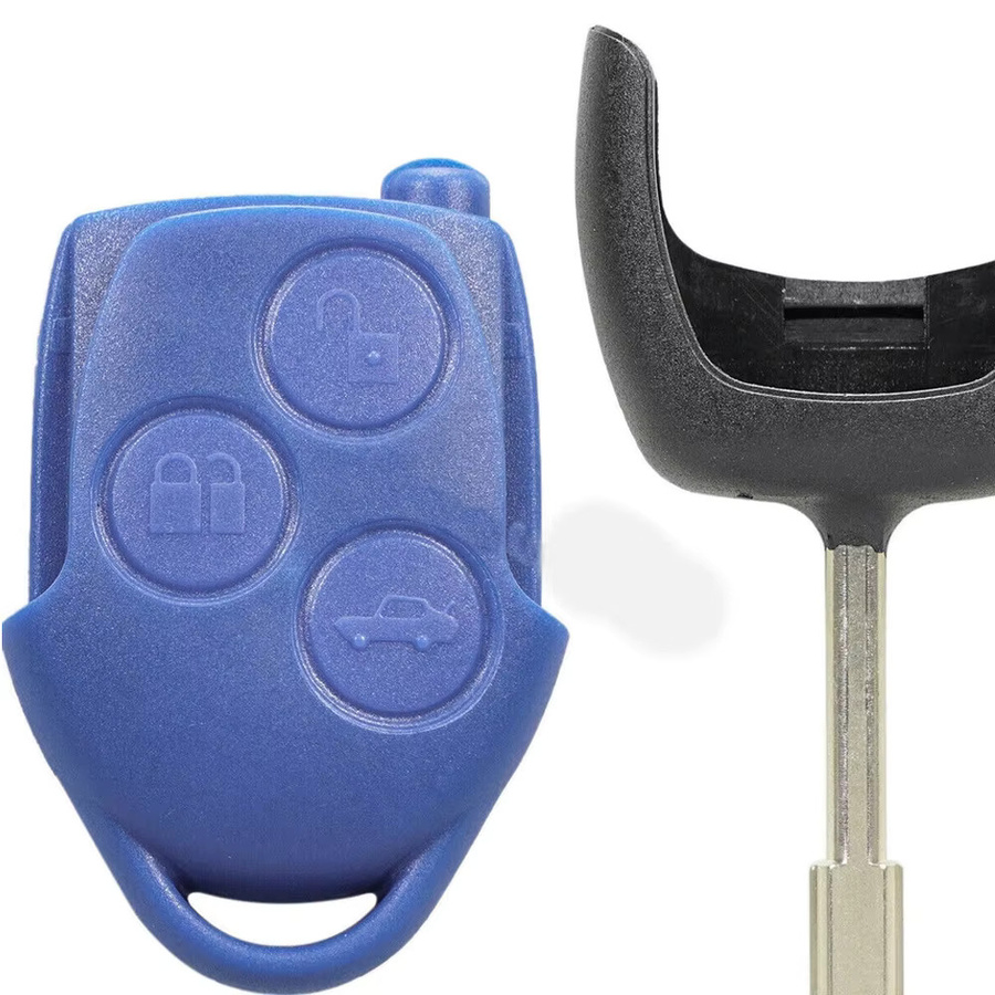 433 MHz Remote Key Fob Chip für Ford Focus Fiesta Fusion Transit Connect mit 3 Tasten in Blau (2006-2014) - Bild 3