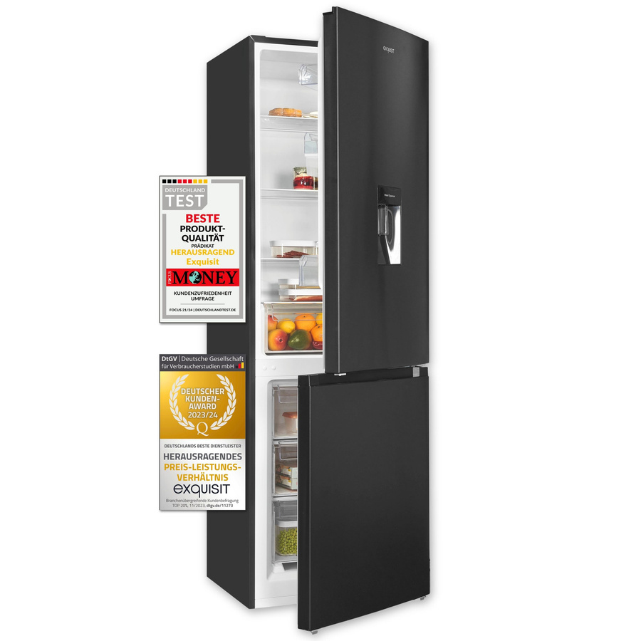 Exquisit Kühl-Gefrierkombination KGC5320-95-E-WS-040C in Silver, Standgerät mit Inoxlook, LED-Innenbeleuchtung und Super-Freezing, B/T/H: 60,0 x 60,5 x 185,8 cm - Bild 1