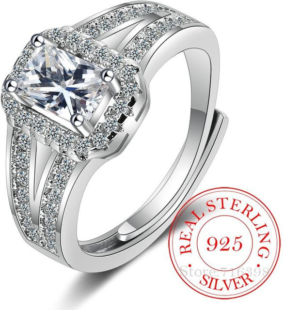 Ehering 925 Silber, Kristall, Damen - Bild 1
