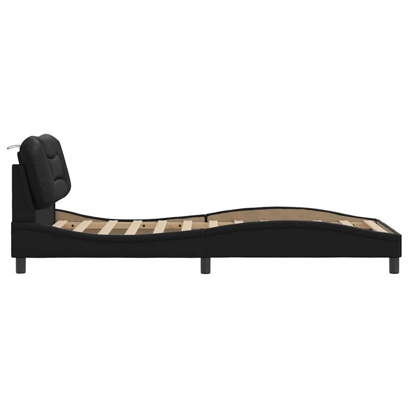 Vidaxl Polsterbett mit Kopfteil aus Kunstleder in Schwarz, B/L: 80 x 200 cm - Bild 2