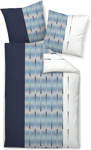 Bettwäsche Janine Milano Mako-Satin Blau Gestreift mit Bettbezug und Kopfkissen B/T/H: 135 x 200 cm und 80 x 80 cm - Bild 2