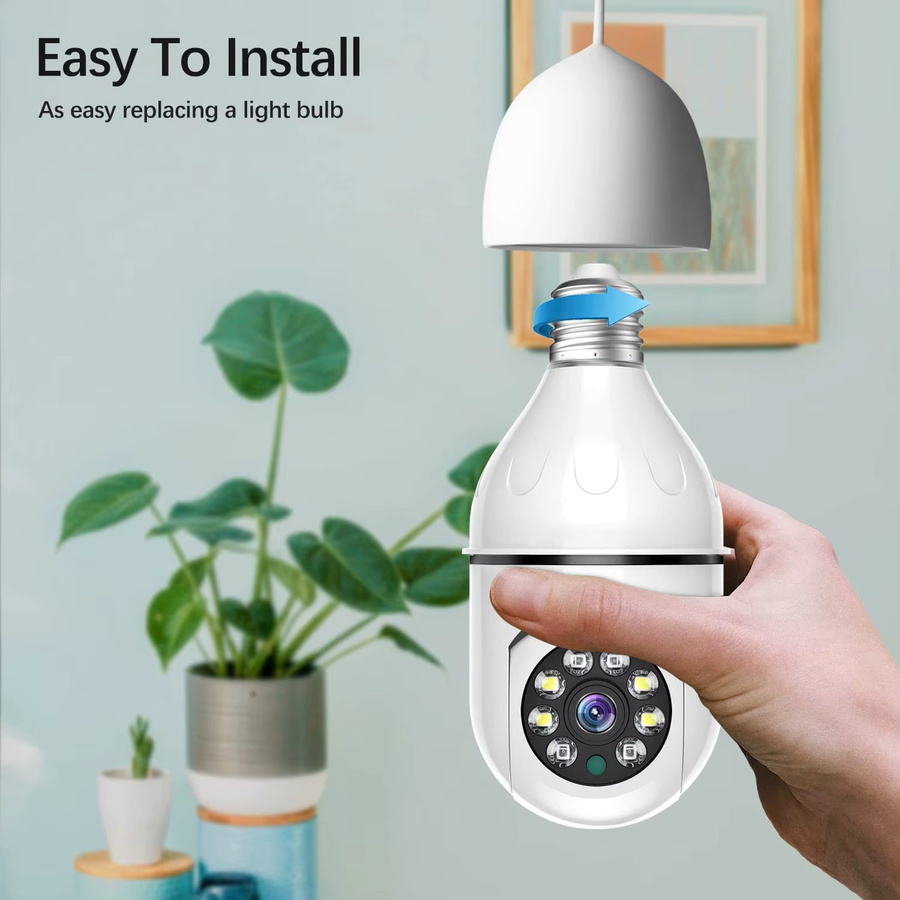 Woolink Smart Home E27 WLAN-Überwachungskamera in Weiß mit 1080P HD, Nachtsicht, Zwei-Wege-Audio und Bewegungserkennung - Bild 3