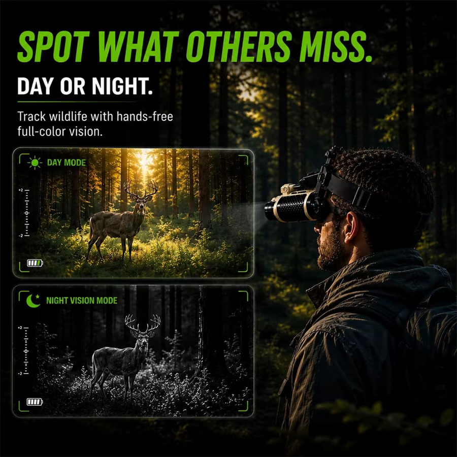 GTMEDIA 4K Nachtsichtfernglas mit 8X Digitalem Zoom und 32GB Speicherkarte inklusive Kopfband für die Jagd - Bild 3