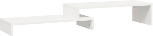 vidaXL Monitorständer aus massivem Kiefernholz in Weiß, B/T/H: 52-101 x 22 x 14 cm - Bild 1