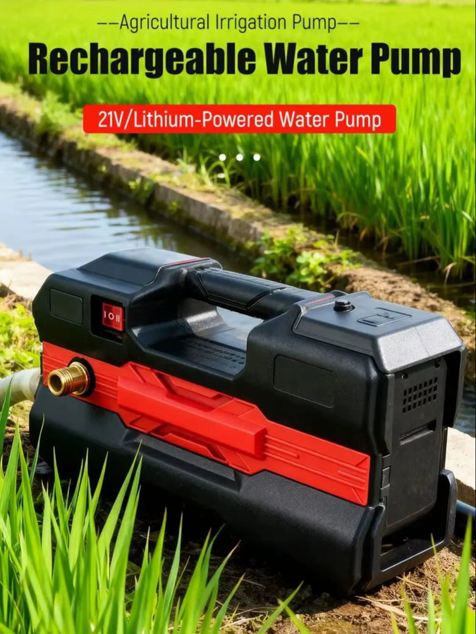 Wiederaufladbare Lithium-Ionen Gartenwasserpumpe in Schwarz für die Bewässerung von Gemüsebeeten und im Außenbereich - Bild 5