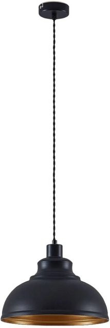 Lindby Pendelleuchte Albertine Retro Vintage Antik, Schwarz, Metall, 1-flammig, E27 - Bild 1