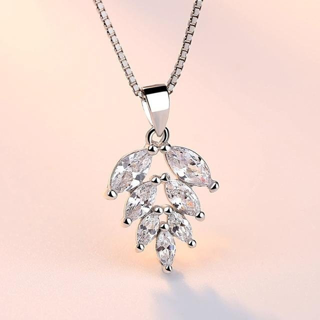 Halskette 925 Silber, Eisblatt Anhänger, Damen, Zirkonia - Bild 1