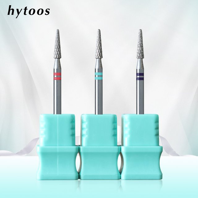 HYTOOS Round Cone Diamond Cut Pro Nagelbohrer, Chrom, Metallic - Bild 1
