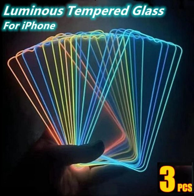 3er-Pack NMEGOU Displayschutzfolie aus gehärtetem Glas im Dunkeln leuchtend für iPhone 12 bis iPhone 17 Pro Max Plus und Air 11 - Bild 1