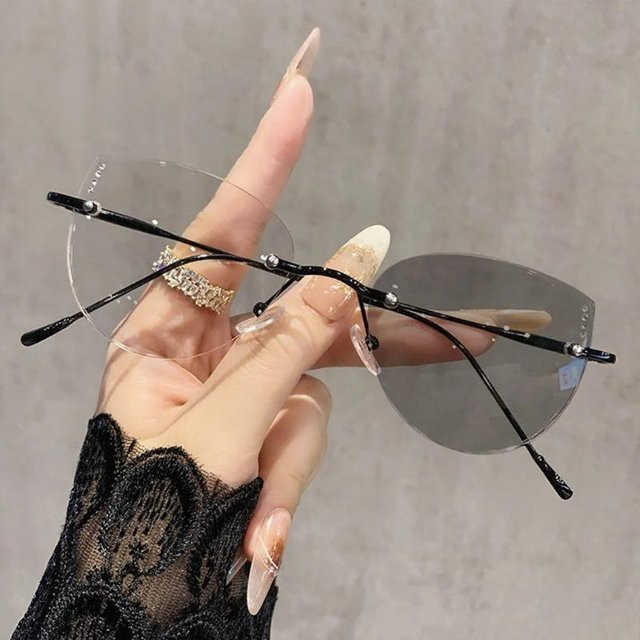 Korrektionsbrille Damen, randlos, oval, Metall, transparent, black - Bild 1