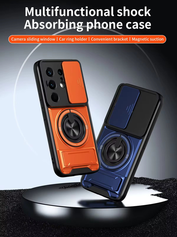 Stoßfeste Panzer-Handyhülle für Tecno Camon 50 40 30 20 Pro, Pova 6 Neo 7 Ultra mit Kameraschutz, Ständer und magnetischer Abdeckung in Orange - Bild 7