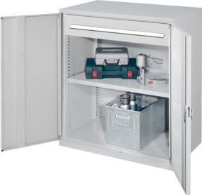 Kappes Schwerlastbeistellschrank Mod. 66 in Grau mit Vollblechtüren, Regalböden, Schubladen und Schloss, B/T/H: 60 x 60 x 111 cm - Bild 1