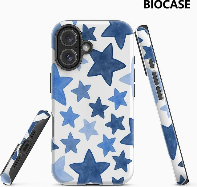 Potdemiel Handyhülle Blue Starry für iPhone 17 16 15 14 13 12 Pro Max Plus mit doppelschichtiger Rückseite in Blau - Bild 1