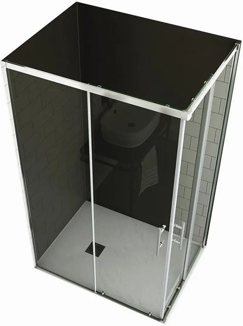 Duschparadies Duschkabine Eckeinstieg mit Schiebetür aus 6mm Nano Glas in Transparent/Silver, B: 110 cm, T: 76 cm, H: 195 cm - Bild 1