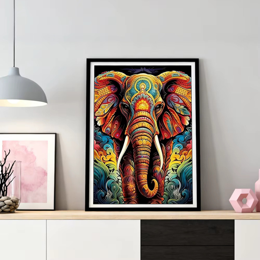 HUACAN Diamantmalerei Elefant für Erwachsene, buntes Diamant-Mosaik als Wanddekoration, B/H: 30 x 20 cm - Bild 3