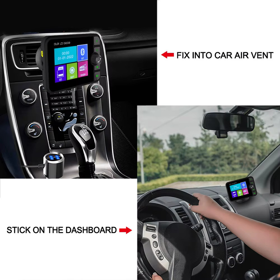 Podofo DAB/DAB+ Radio Adapter mit 2,4-Zoll-LCD-Display und Bluetooth für Ford VW Audi in Schwarz - Bild 3