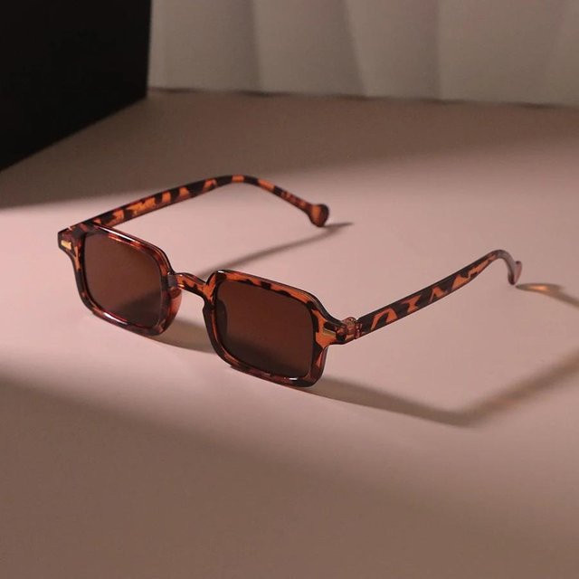Sonnenbrille Rechteckig, Vollrand, Kunststoff, Unisex, Grau, Braun - Bild 1