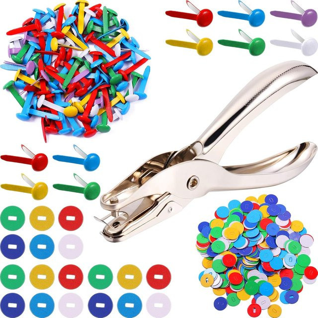 Binchi Outdoor Set für DIY Basteln und Scrapbooking mit 100 Messing-Klammern und 300 Unterlegscheiben in Mehrfarbig und Blau - Bild 1