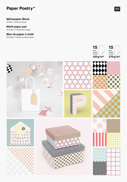 Rico Design Paper Poetry Motivpapier Block Graphic Multicolor, B/H: 21 x 30 cm, 30 Blatt - Bild 1