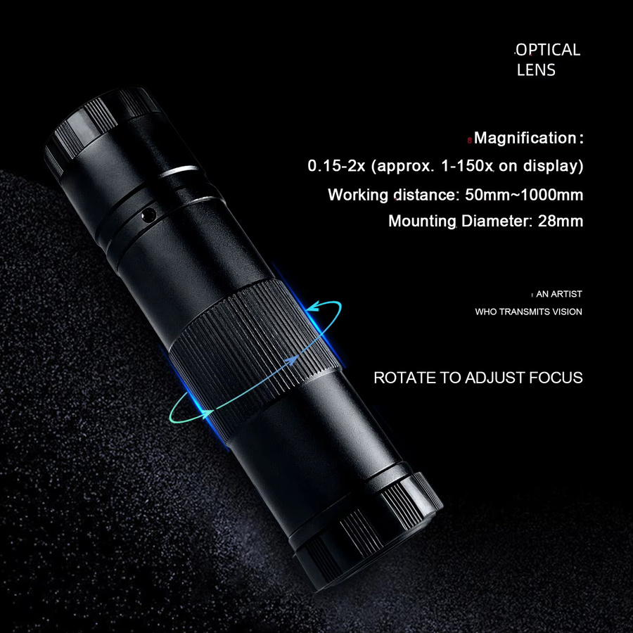 YIZHAN 4K Elektronisches Digitalmikroskop mit IMX415 Sensor, HDMI, USB und VGA, inklusive Anti-Vibrations-Halterung und Software, Schwarz - Bild 4