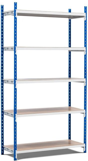 PROREGAL Fachbodenregal Maximus Pro mit 5 Ebenen aus Spanplatten, Farbe: Lichtblau-Lichtgrau, H x B x T: 220 x 125 x 50 cm - Bild 1