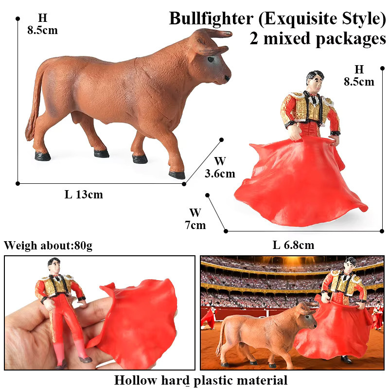 Oenux Stierkampf-Cowboy Actionfiguren, Tiere, Kunststoff, Bunt - Bild 3