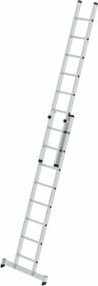 MUNK Aluminium-Schiebeleiter 2-teilig mit nivello-Traverse, 2 x 8 Sprossen, Silber - Bild 1
