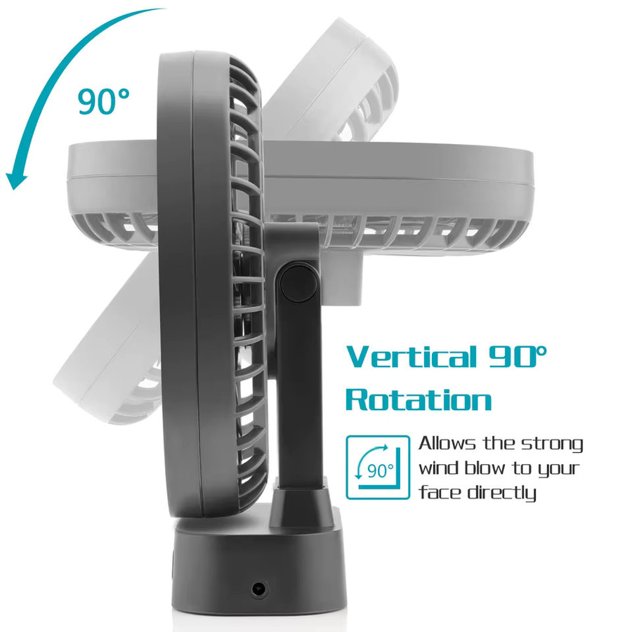 OPOLAR Mini-Tischventilator mit Magnetfuß und 5000 mAh Akku in Schwarz - Bild 6