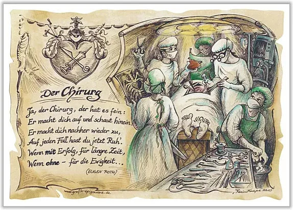 Zunftbild Chirurg als Grafik auf Antikpapier im A4-Format, mehrfarbig - Bild 1