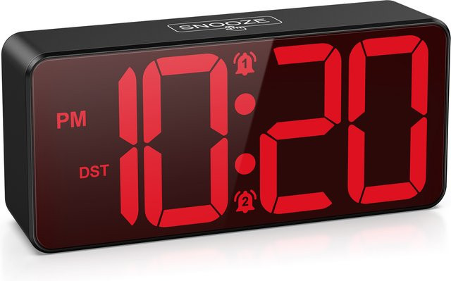 ORIA Digitaler LED-Wecker in Schwarz mit großem Display, Dual-Alarm, DST und Schlummerfunktion - Bild 1