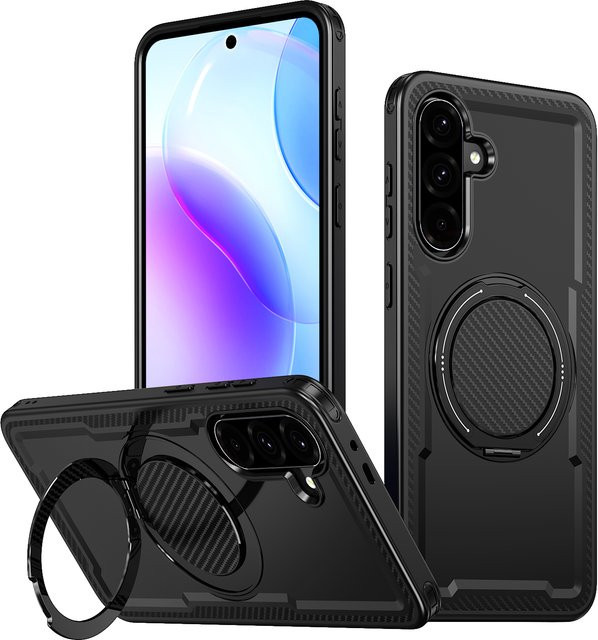 DIXSG Handyhülle mit 360 Grad drehbarer magnetischer Metallhalterung für Samsung Galaxy A-Serie in Schwarz oder Rot - Bild 1