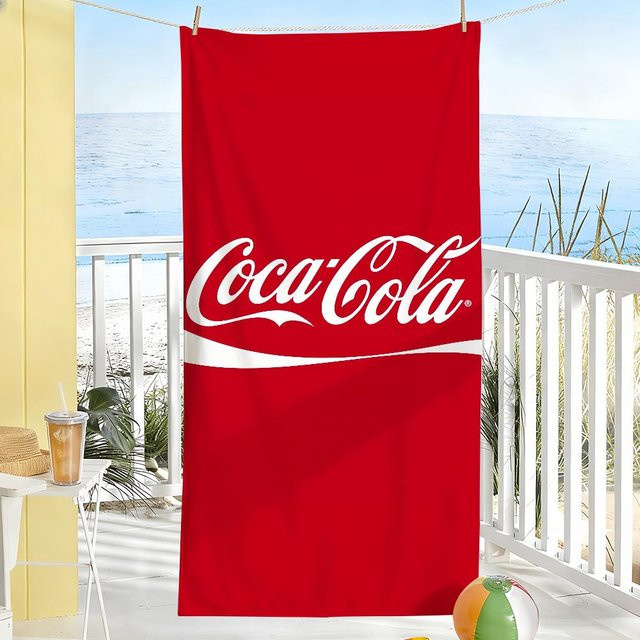 Schnelltrocknendes Sport-Handtuch mit Coca-Cola Print in Rot-Weiß, B: 90 cm, H: 160 cm - Bild 1