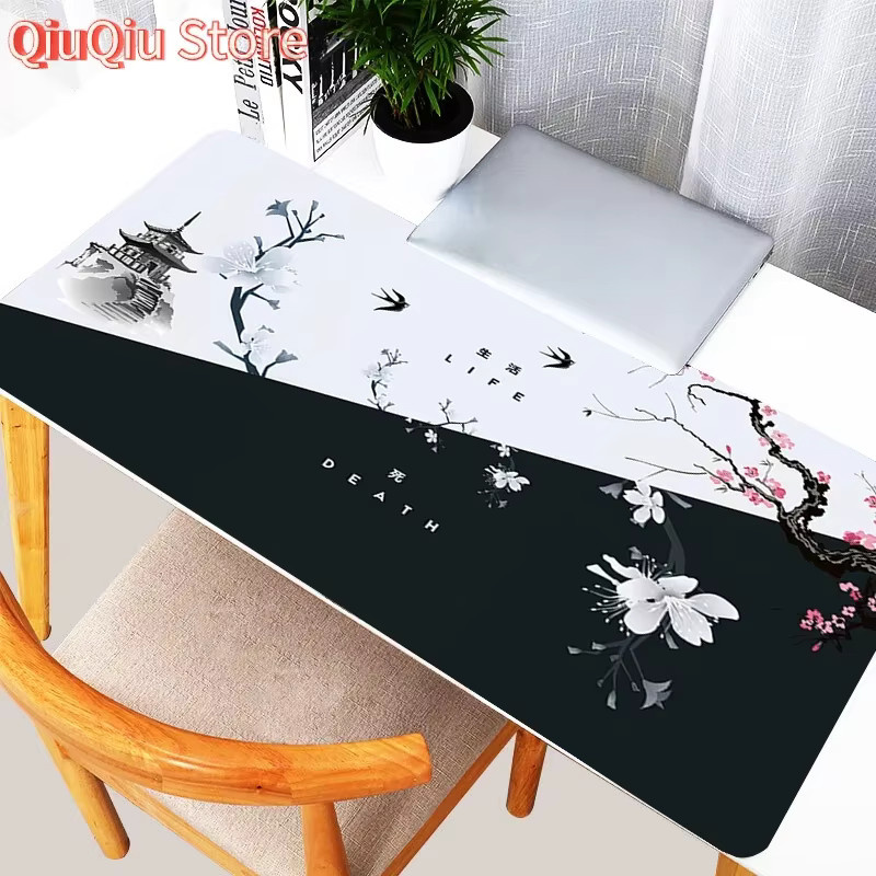 Potdemiel Gaming-Mauspad mit japanischem Kirschblüten-Pagoden-Design in Multicolour, extra groß und rutschfest - Bild 2