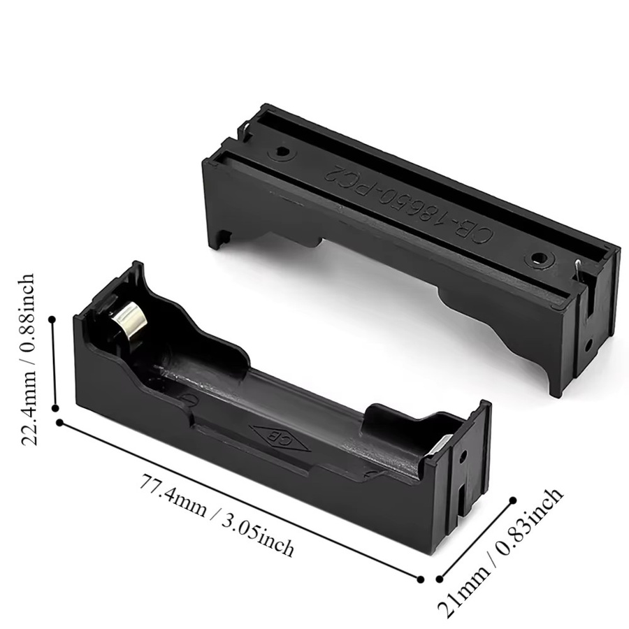 Schwarzes Kunststoff-Batteriegehäuse für 18650 Lithium-Batterien mit 1 bis 4 Steckplätzen für DIY-Projekte - Bild 3