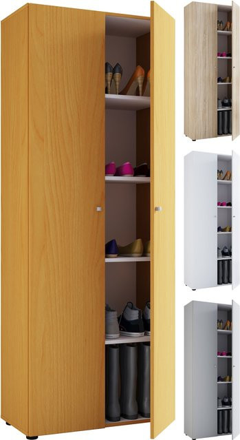 VCM Allzweckschrank aus Holz in Braun mit 5 Fächern und zwei Drehtüren, B/T/H: 70 x 40 x 178 cm - Bild 1