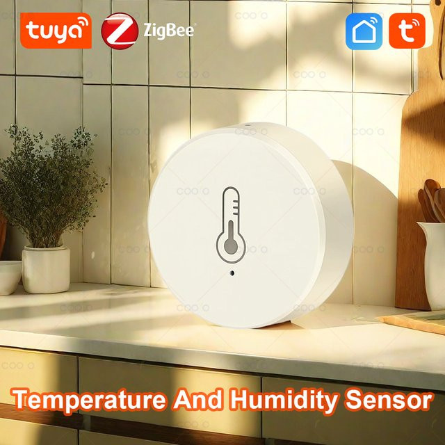 Tuya Zigbee Temperatur- und Feuchtigkeitssensor Intelligentes Heimhygrometer in Weiß, kompatibel mit Smart Life, Alexa und Google Assistant - Bild 1