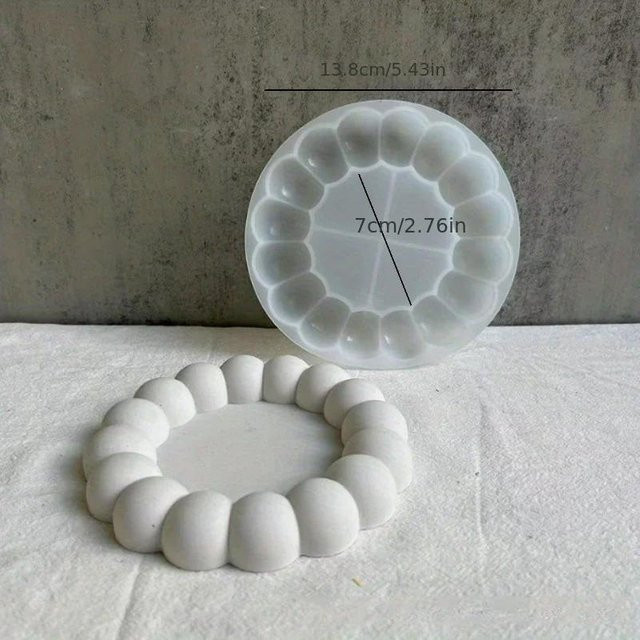 Silikonform für DIY Blasen Untersetzer aus Gips, Epoxidharz oder Beton in Grau und Weiß - Bild 1