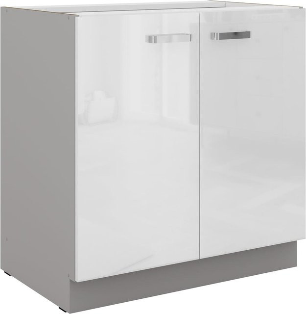 Küchenunterschrank Bianca Weiß Hochglanz und Grau Breite: 80 cm - Bild 1