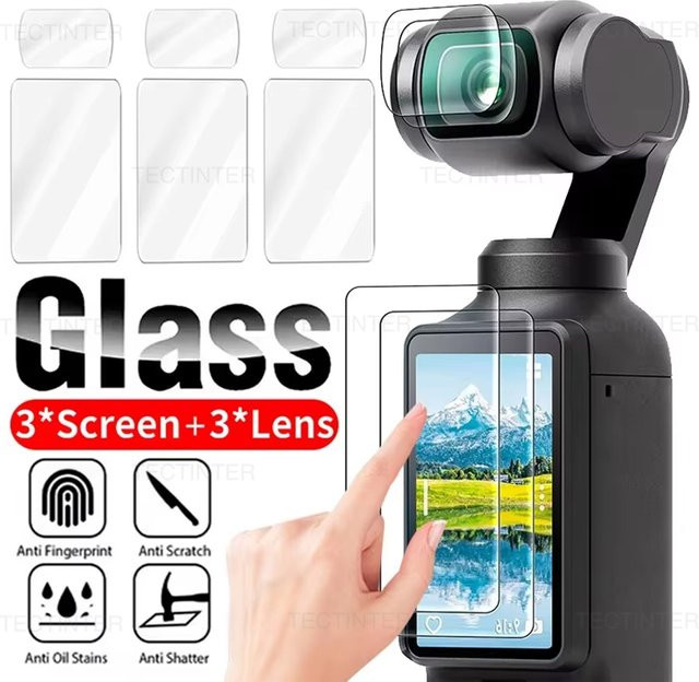 DJI OSMO Pocket 3 & 4 Displayschutz und Kameralinsen-Schutz aus gehärtetem Glas mit 9H Härtegrad, transparent - Bild 1