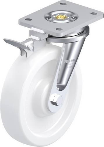 Blickle Lenkrolle LO-SPO 200G-RI4 mit Feststeller in Weiß und Stahl, Rad-Durchmesser: 200 mm, Tragfähigkeit: 1250 kg - Bild 1