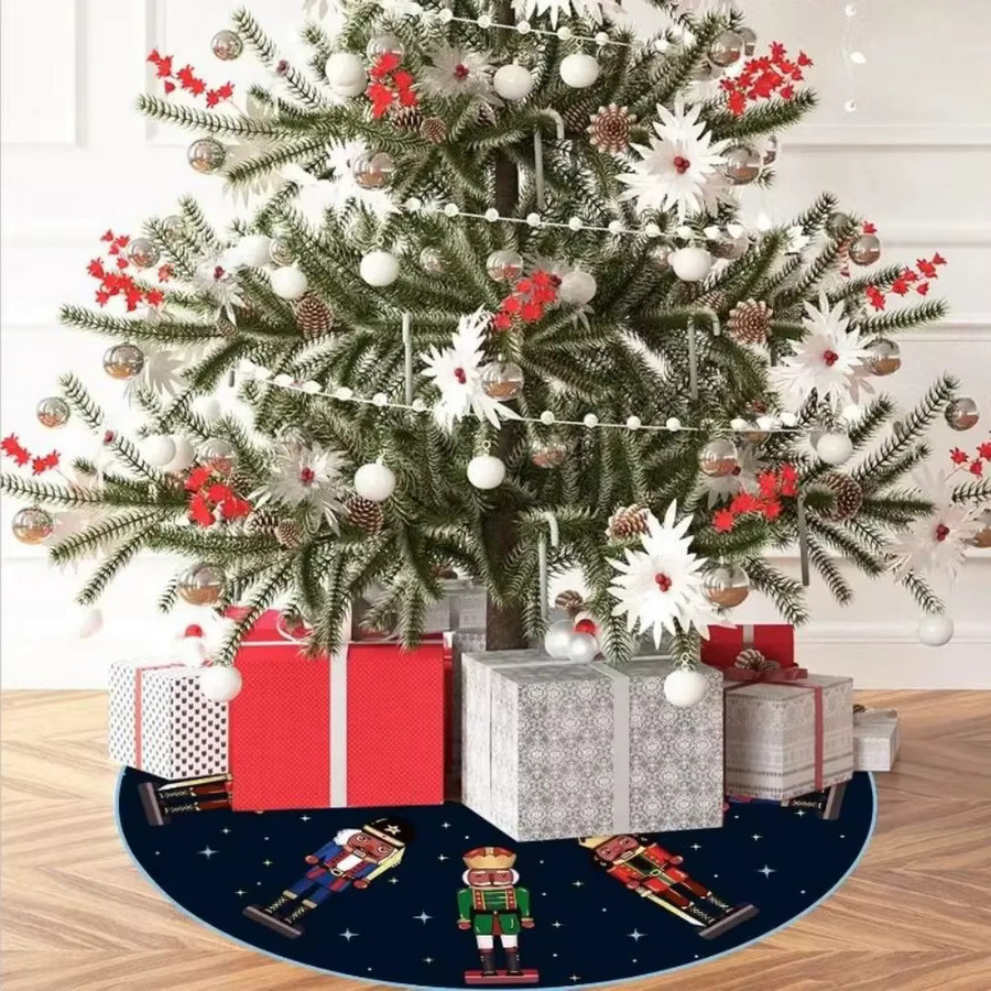 VIKAMA Weihnachtsbaumrock mit Nussknacker-Soldatenmuster in Dunkelblau für deine festliche Weihnachtsdekoration - Bild 3