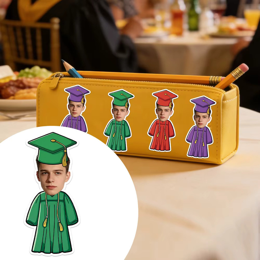 WEIGAO Personalisierte Abschlussaufkleber mit eigenem Foto Jahrgang 2026, bunte DIY-Scrapbook-Etiketten für die Abschlussfeier-Dekoration - Bild 4