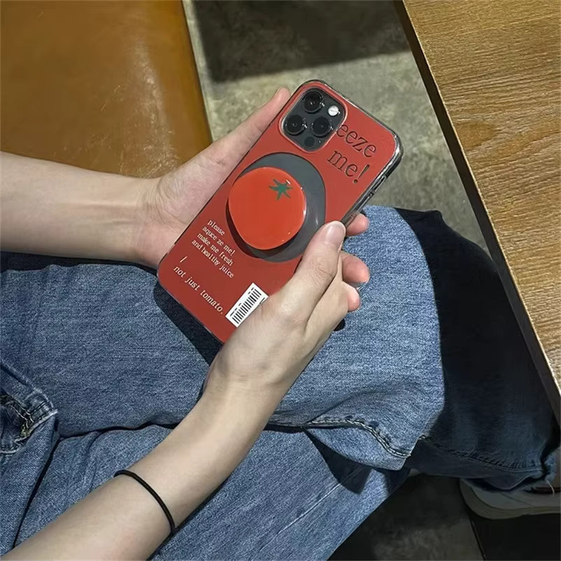VIKEFON Griptok Halter mit Gemüsetomaten Design in Rot für iPhone und Samsung als universeller Telefonring-Stützständer - Bild 6