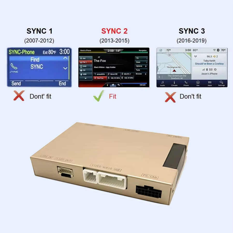 CARABC Kabelloses CarPlay und Android Auto GPS-Navigationssystem für Ford Sync 2 Systeme - Bild 5